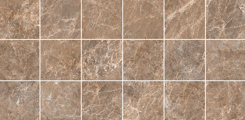Porcelain Mosaic Mira (Square) Brown Satin Matte Backsplash Tile 2"x2"